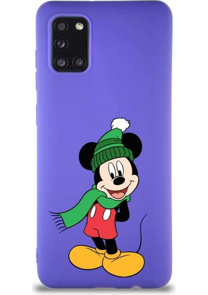 Samsung Galaxy A31 Soft Premier Kapak Mickey Mouse-G Tasarımlı Silikon Kılıf - Mor