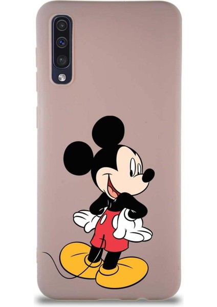 Samsung Galaxy A50S Soft Premier Kapak Mickey Mouse-D Tasarımlı Silikon Kılıf - Pudra