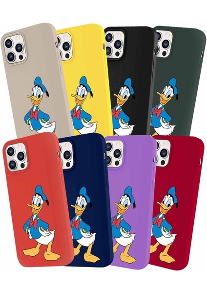 Samsung Galaxy A50 Soft Premier Kapak Donald Duck-C Tasarımlı Silikon Kılıf - Mürdüm