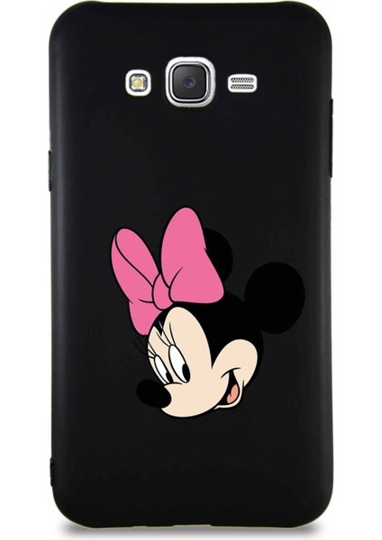 Samsung Galaxy J7 Soft Premier Kapak Minnie Mouse-B Tasarımlı Silikon Kılıf - Siyah