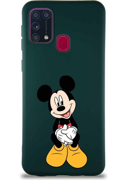 Samsung Galaxy M31 Soft Premier Kapak Mickey Mouse-A Tasarımlı Silikon Kılıf - Yeşil