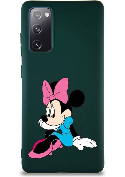 Samsung Galaxy S20 Fe Soft Premier Kapak Minnie Mouse-E Tasarımlı Silikon Kılıf - Yeşil