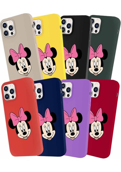 Samsung Galaxy A81 Soft Premier Kapak Minnie Mouse-C Tasarımlı Silikon Kılıf - Mürdüm
