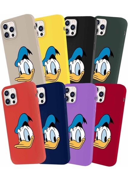 Samsung Galaxy S21 Plus Soft Premier Kapak Donald Duck-B Tasarımlı Silikon Kılıf - Kırmızı