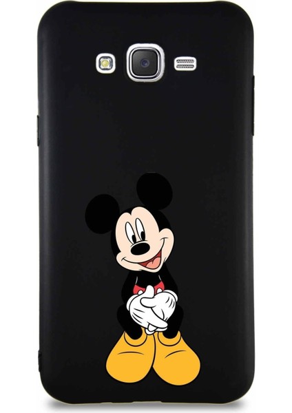 Samsung Galaxy J7 Soft Premier Kapak Mickey Mouse-A Tasarımlı Silikon Kılıf - Siyah