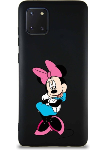 Samsung Galaxy Note 10 Lite Soft Premier Kapak Minnie Mouse-D Tasarımlı Silikon Kılıf - Siyah
