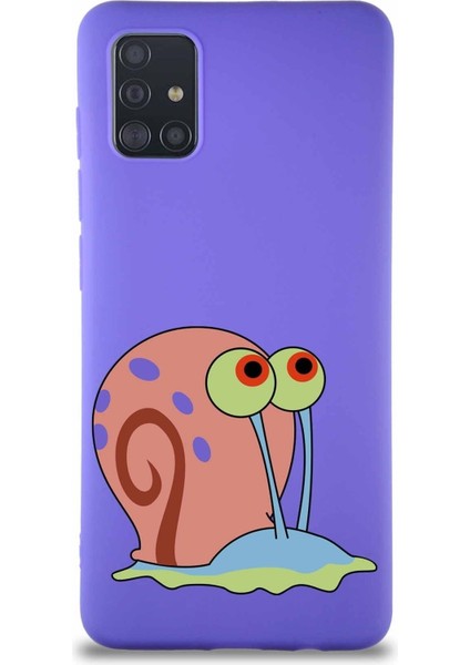 Samsung Galaxy M31S Soft Premier Kapak Salyangoz Gary Tasarımlı Silikon Kılıf - Mor