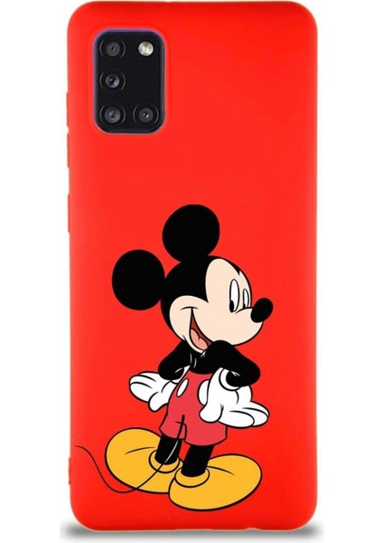 Printify Samsung Galaxy A31 Soft Premier Kapak Mickey Mouse-D Tasarımlı Silikon Kılıf - Kırmızı