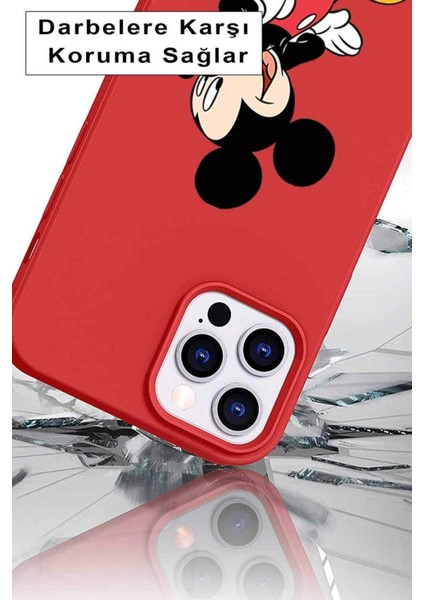 Printify Samsung Galaxy A31 Soft Premier Kapak Mickey Mouse-D Tasarımlı Silikon Kılıf - Kırmızı