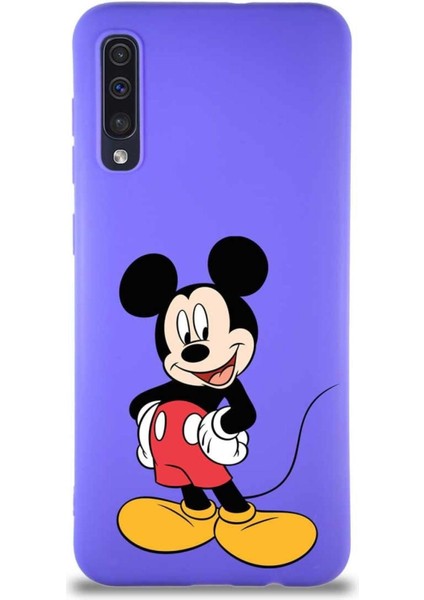Samsung Galaxy A30S Soft Premier Kapak Mickey Mouse-E Tasarımlı Silikon Kılıf - Mor