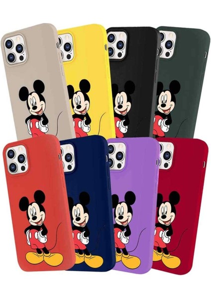 Samsung Galaxy S21 Soft Premier Kapak Mickey Mouse-E Tasarımlı Silikon Kılıf - Lacivert