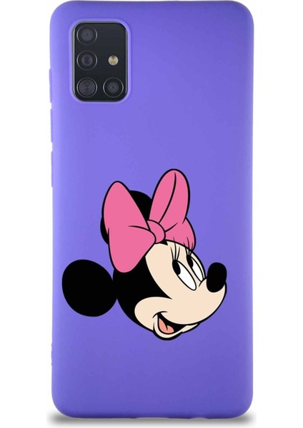 Samsung Galaxy A51 Soft Premier Kapak Minnie Mouse-A Tasarımlı Silikon Kılıf - Mor