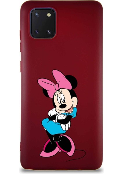 Samsung Galaxy Note 10 Lite Soft Premier Kapak Minnie Mouse-D Tasarımlı Silikon Kılıf - Mürdüm