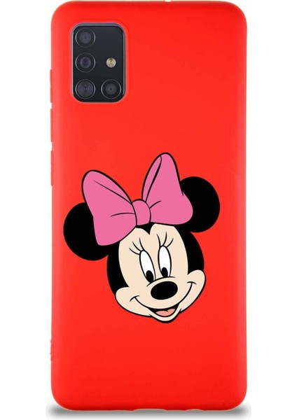 Samsung Galaxy A51 Soft Premier Kapak Minnie Mouse-C Tasarımlı Silikon Kılıf - Kırmızı