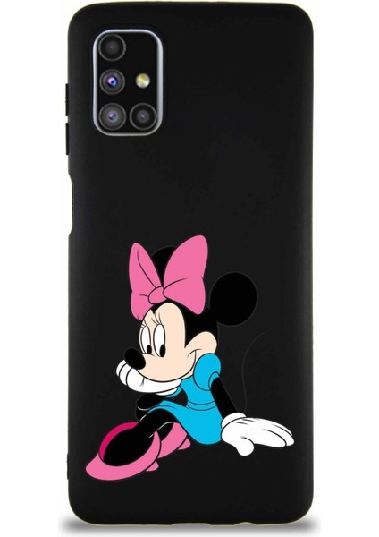 Samsung Galaxy M51 Soft Premier Kapak Minnie Mouse-E Tasarımlı Silikon Kılıf - Siyah