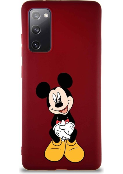 Samsung Galaxy S20 Fe Soft Premier Kapak Mickey Mouse-A Tasarımlı Silikon Kılıf - Mürdüm