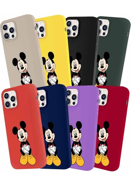 Samsung Galaxy S20 Fe Soft Premier Kapak Mickey Mouse-A Tasarımlı Silikon Kılıf - Mürdüm