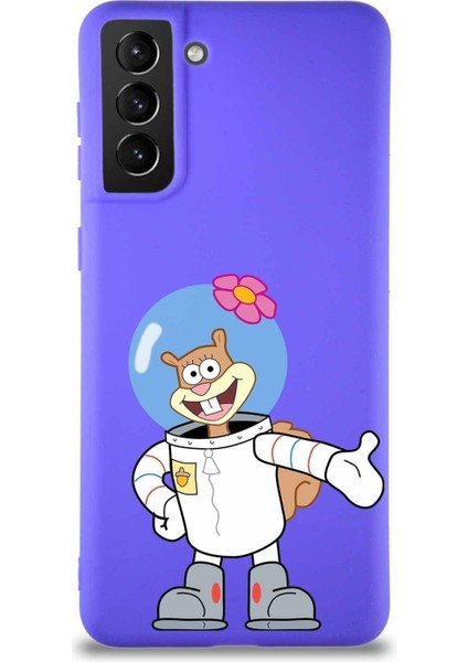 Samsung Galaxy S21 Plus Soft Premier Kapak Sandy Tasarımlı Silikon Kılıf - Mor