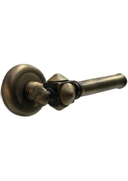 Antik Bronz Rozetli Kapı Kolu A-177 Yale Antik Sarı