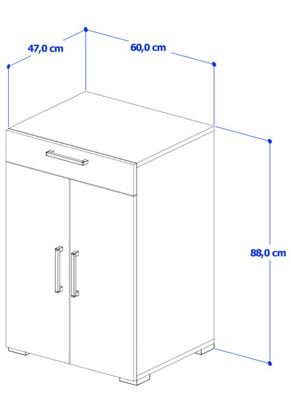 Ocakaltı Klasik Tasarım MDF Malzeme ile 60x47x88 cm Ölçülerde Fonksiyonel Depolama fiyatları