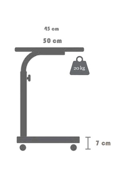 Yükseklik Ayarlı Çalışma Masası - Ceviz (Tekerli) 100X50 Oval Kenar