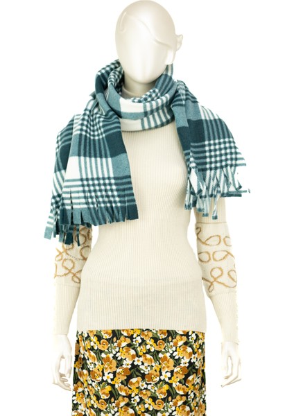 Kadın Kışlık Polar Geniş Tarz Atkı Şal Pamuklu Iplikten Örme Şık Kare Desenli Modern fiyatları