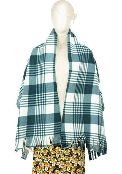 Kadın Kışlık Polar Geniş Tarz Atkı Şal Pamuklu Iplikten Örme Şık Kare Desenli Modern modelleri