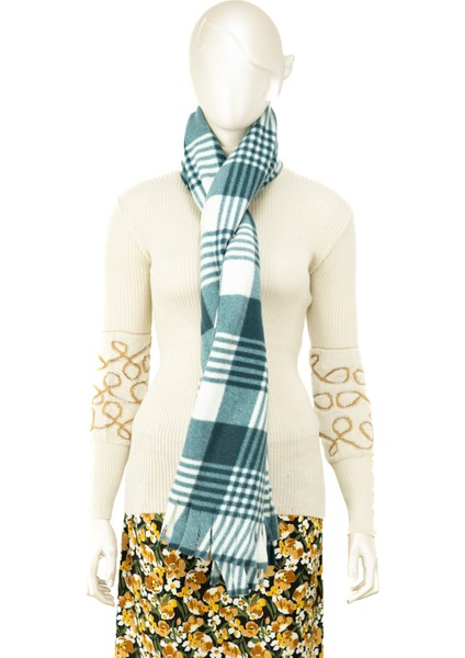 Kadın Kışlık Polar Geniş Tarz Atkı Şal Pamuklu Iplikten Örme Şık Kare Desenli Modern fırsatları