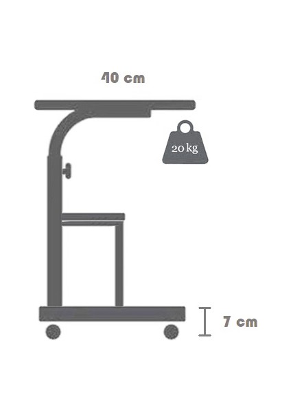 Yükseklik Ayarlı ve Çift Raflı Çalışma Masası - Atlantik Çam (Tekerli) 80X40