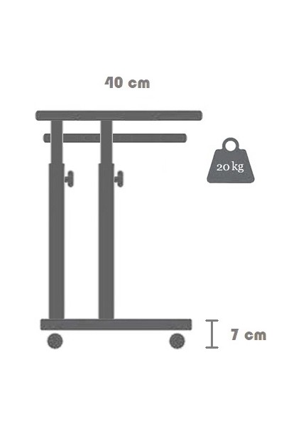 Yükseklik Ayarlı ve Klavyelikli Çalışma Masası - Atlantik Çam Beyaz (Tekerli) 80X40 Oval Kenar