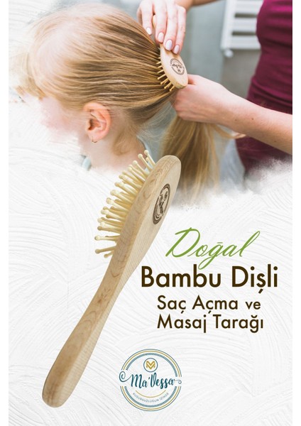 Bambu Dişli Ahşap Saç Fırçası - Tarağı