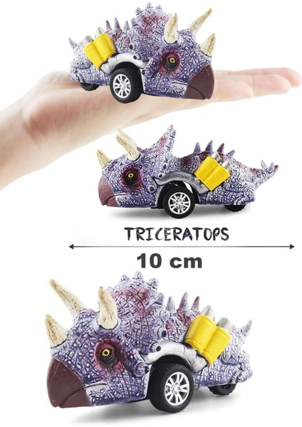 Dinozor Oyuncak Triceratops Mini Dinozor Arabası Oyuncak Çek Bırak Dinozor Figürleri