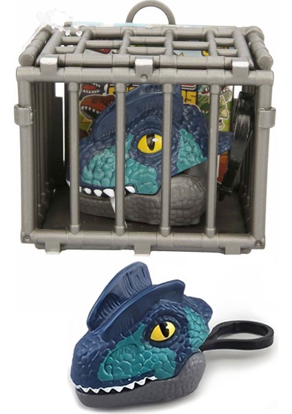Kafeste Dilophosaurus Mini Dinozor Arabası Anahtarlık Oyuncak Çek Bırak Dinozor