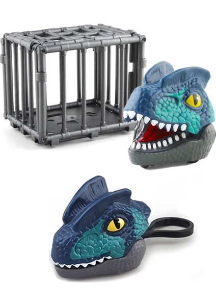 Kafeste Dilophosaurus Mini Dinozor Arabası Anahtarlık Oyuncak Çek Bırak Dinozor