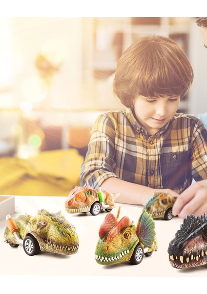 Dinozor Oyuncak Tyrannosaurus Mini Dinozor Arabası Oyuncak Çek Bırak Dinozor Figürleri