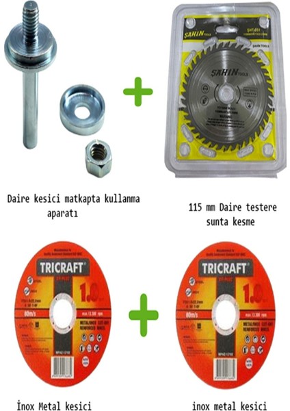 Tekno Trust Matkapta Kullanmak Için Daire Testere Aparatı Kesici Diskleri ve 3 Adet Disk