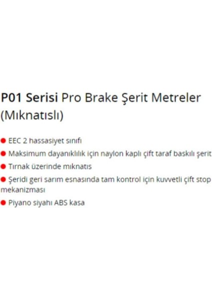 Tekno Trust Ceta P01-0522 Pro Brake Şerit Metre 5 mt 22 mm Metre