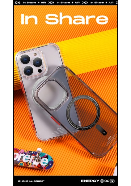 iPhone 14 Plus Air Serisi Magsafe Şeffaf Silikon Kılıf Siyah modelleri