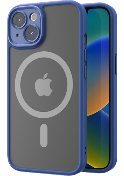 iPhone 14 Anti-Drop Lens Korumalı Magsafe Kılıf Mavi