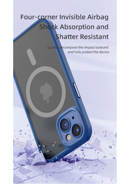iPhone 14 Anti-Drop Lens Korumalı Magsafe Kılıf Mavi modelleri