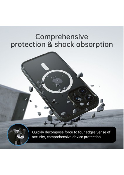 iPhone 14 Pro Shield Serisi Magsafe Antishock Kılıf Şeffaf Siyah