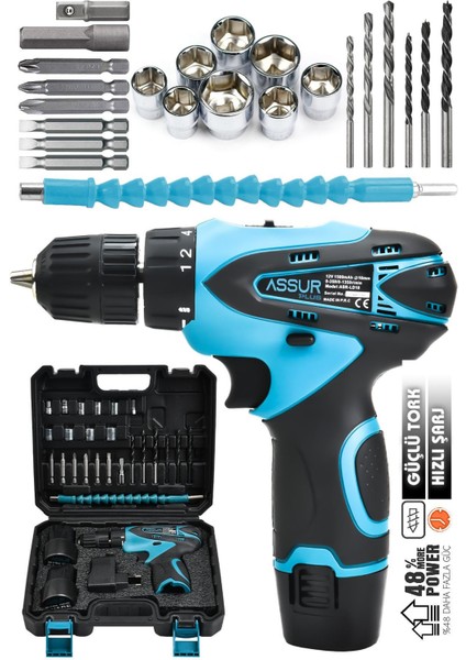 Tekno Trust 2 Yıl Assur Plus 24V 4AH Liıon Armut Batarya Metal Şanzuman Çift Akülü Vidalama 24 Adet Set Hediye