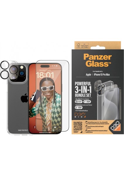 Panzerglass iPhone 15 Pro Max Uwf Bundle Ekran & Kamera Koruyucu Kapak