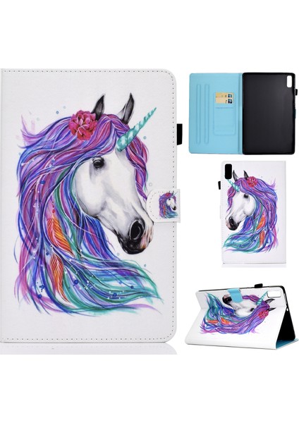 Lenovo Tab M9 Angel Cat Için Renkli Çizim Pu Tablet Kılıfı (Yurt Dışından)