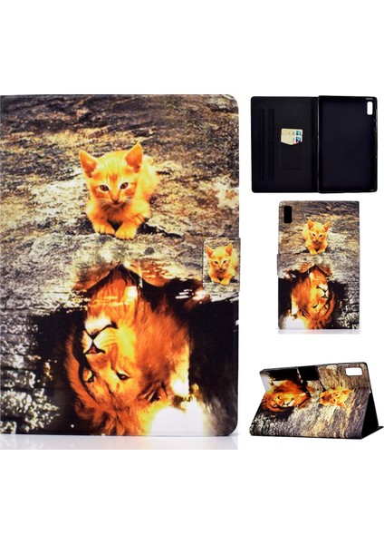 Lenovo Tab M9 Beyaz Kedi Için Boyalı Düz ​​deri Kılıf (Yurt Dışından)