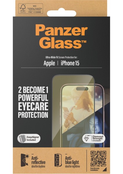 Eyecare Screen Protection iPhone 15 | Ultra Geniş Fit Ve Kolay Hizalama Kit
