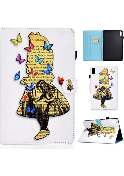 Lenovo Sekmesi Için Renkli Çizim Pu Tablet Kasası M9 Kedi (Yurt Dışından)