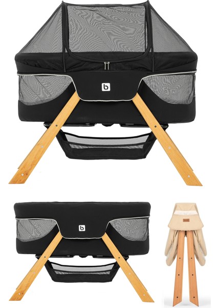 Angel Naturel Anne Yanı Park Yatak Katlanır Ahşap Beşik