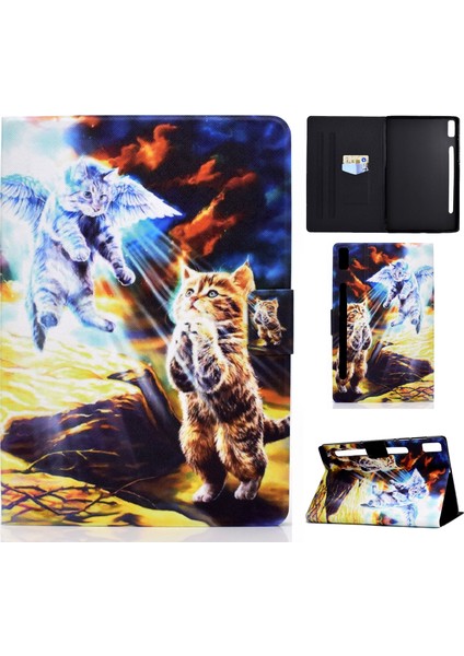 Lenovo Tab P11 Pro Gen 2 Kitten Için Renkli Çizim Pu Tablet Kılıfı (Yurt Dışından)