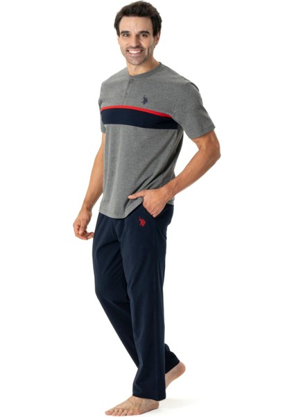 18796 Erkek Antrasit Melanj Patlı Kısa Kollu Pijama Takımı fiyatları
